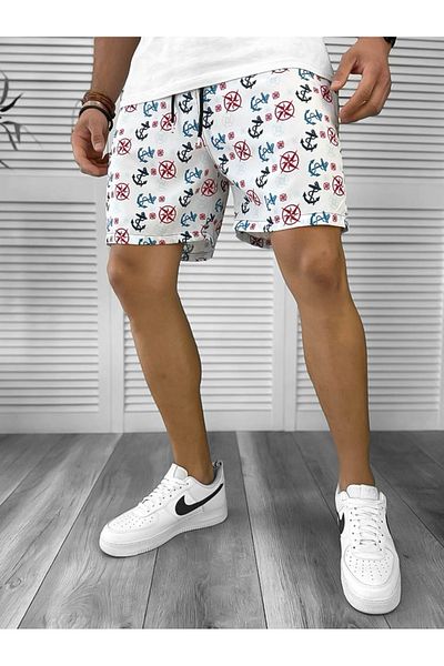 dehaine Men's Beach Pants, Printed, White, 12563