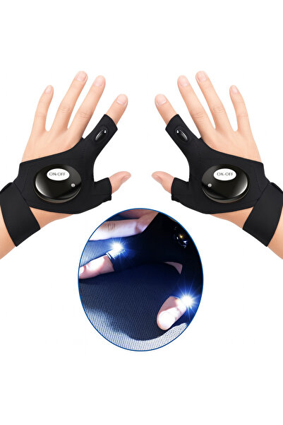 qasul Işıklı Balıkçı Eldiveni Sağ Ve Sol El İkisi Bir Arada Karanlık Mekanlar Balıkçılık Kamp Motorsiklet