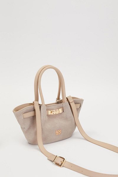 Levidor Mini Belted Suede Handbag Mink