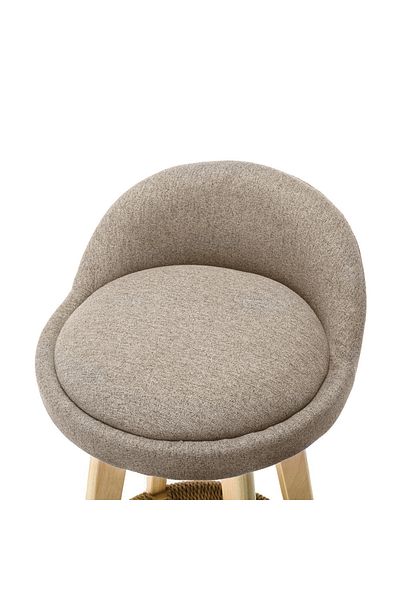 Quasar & Co. Bar Stool, 360° Rotating, High, Upholstered, Kitchen Suitable, 37x37x80cm, Wood/Textile/Sponge, Ivory