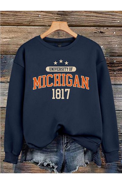 MAGORS Hanorac pentru femei MICHIGAN PRINTED 3 THREADS CREW NECK Mâneci lungi