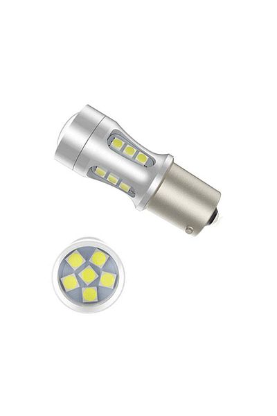 divendi-ro Set de 2 becuri auto LED T20, cu 18 SMD, Canbus, 6000K, 15W, 15W, lumină albă rece