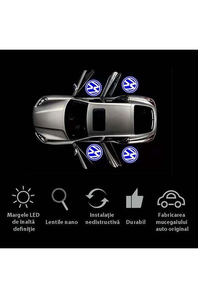 divendi-ro Set de 2 lampi LED pentru uși auto compatibile cu sigla VW