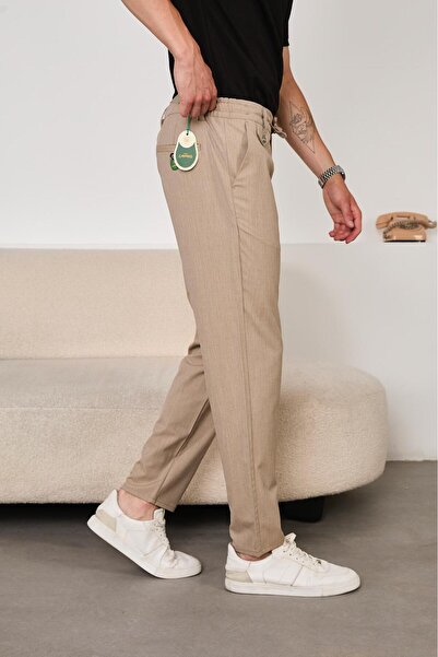 JACK CAPRİO Erkek Yeni Sezon Jogger Pantolon Kapaklı Model Düğme Detaylı Regular kalıp Kumaş Pantolon