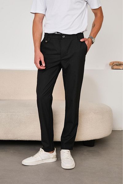 JACK CAPRİO Men's New Season Jogger Pants with Cap Model Button Detail Regular Fit Fabric Trousers