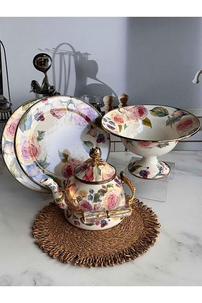 ROSSEV Rose Enamel 4 Piece Kitchen Set