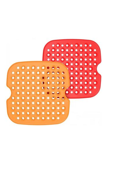 OEM Set of 2 silicone mats for air fryer, 19.05 x 19.05 cm, silicone, red, orange