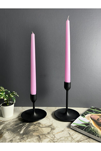 Lusora Design Dekoratif 2 Adet Şamdan Mumu - Pembe