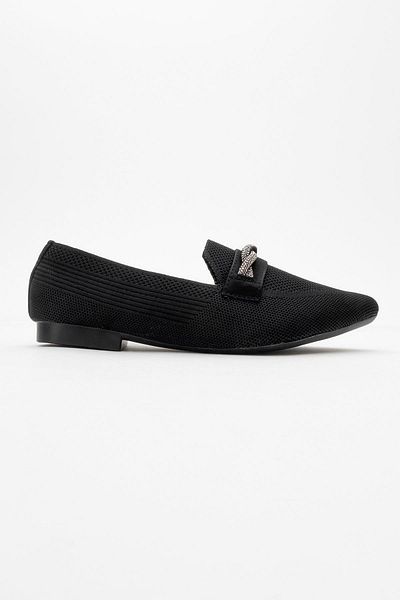 CCWAY AYAKKABI Women's Buckle Knitwear Shoes Black