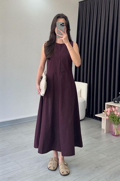 ECEMİ Alura Pens Detail Plum Dress