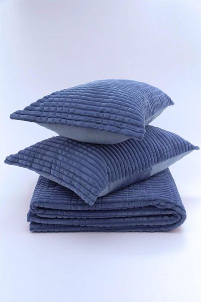 Merinos Merinos Modern Line 3 Piece Blanket Set Navy Blue