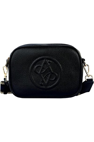 AMICA Rue Ladies Leather Women's Shoulder Crossbody Bag with Woven Strap - Black