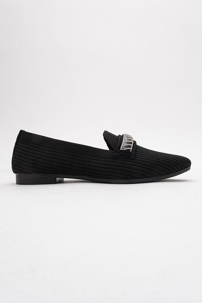 CCWAY AYAKKABI Women's Buckle Knitwear Shoes Black