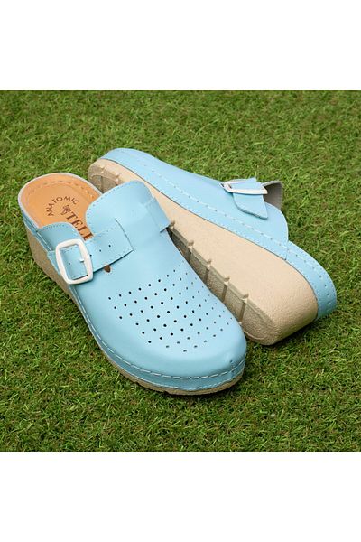 Tellus Women's Leather Medical Clogs 27-09, Blue