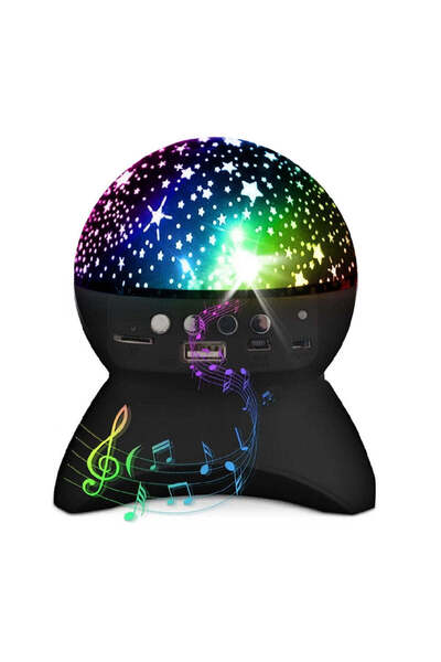 divendi-ro Proiector LED cer înstelat cu difuzor Bluetooth, control prin telefon, USB, negru