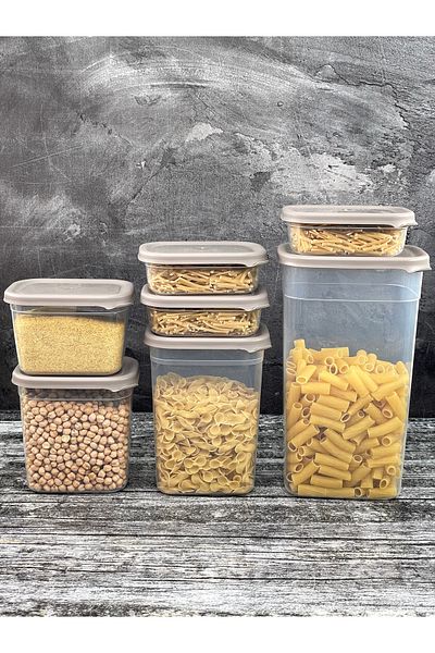 YzHome 7 Li Plastic Vacuum Lid Storage Container Ration Pulses Jar Peggy Set 400-800-1150-1500-3200 ml