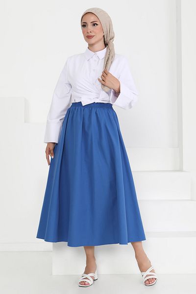 TOFİSA Skirt with Pockets Indigo - 27260