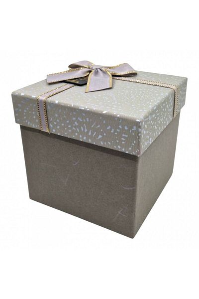 OEM Square Gift Box with Bow and String, 13x13x12.5 cm, Gray