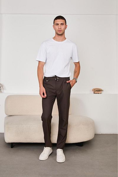 JACK CAPRİO Ανδρικό παντελόνι Jogger New Season με καπάκι μοντέλο με λεπτομέρεια με κουμπιά Παντελόνι από ύφασμα κανονικής εφαρμογής