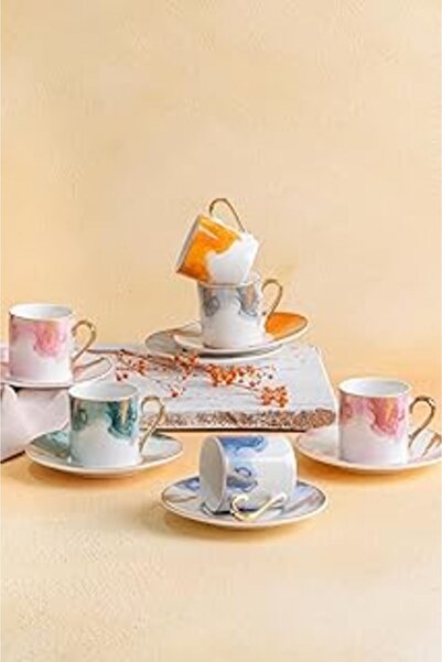 NETWORK ART Acar Brush 6Lı Porsele Kahve Fica Takımı