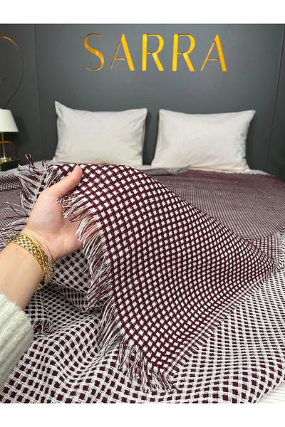 sarra 200X220 Waffle Pique - Claret Red