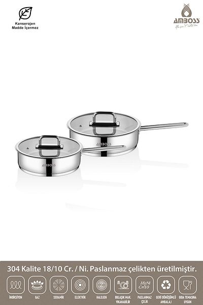 Amboss Nova 4 Piece Stainless Steel Pan with Glass Lid 22-26 cm