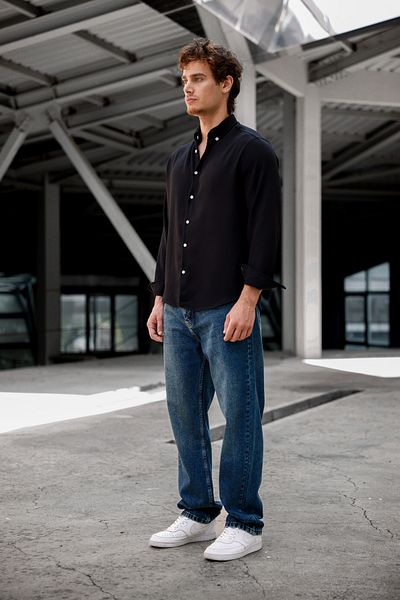 Newtime Ανδρικό φαρδύ πράσινο παντελόνι τζιν 100% Koton Casual Fit