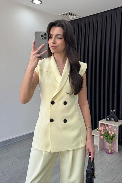 ECEMİ Siena Yellow Double Breasted Vest Pants Suit