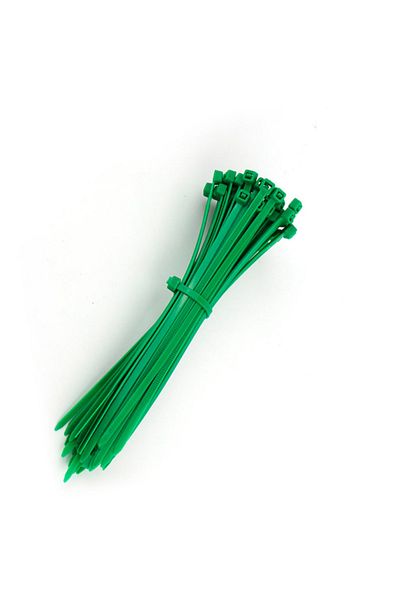 OEM Set of 100 plastic cable ties, 4 x 300mm, self-locking, collar type, for fixing and binding, green