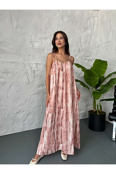 Elif Özbey Butik Φόρεμα με λουράκι με ροζ αλυσίδα