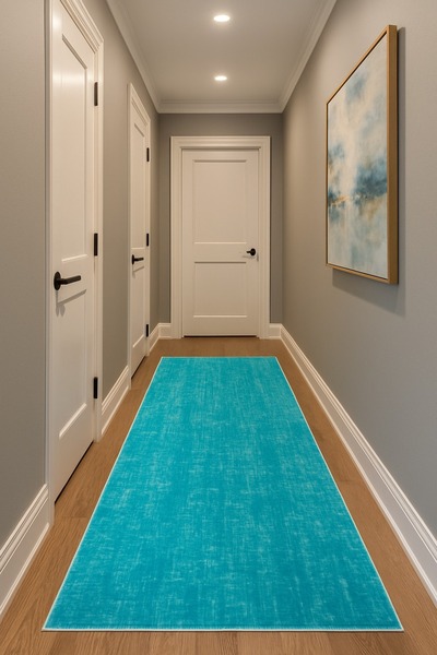 Babil Home Turquoise Protocol Carpet Organization Carpet Non-Slip Based Cutting Carpet Runner