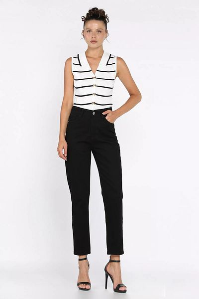 GÜLSELİ Black Waist Elastic Carrot Jean Jeans