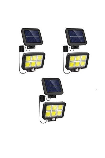 Welora Set of 3 X 120 LED COB Solar Lamp 120 LEDs, Power 30W, Light/Motion Sensor - Black