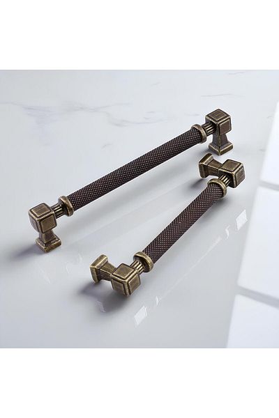 Badem10 Patterned Antique Yellow Metal Handle 160 mm Furniture Drawer Kitchen Cabinet Cupboard Modern Cover Handles
