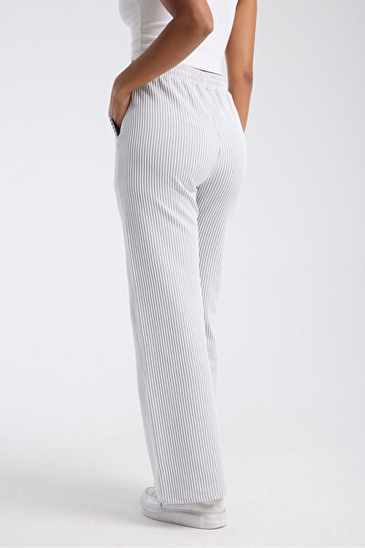 KAPHONE Kadın Bol Paça Çizgili Palazzo Pantolon