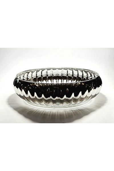 Kristal Market Handmade Titanium Plated Silver Color Decorative Presentation Fruit Bowl
