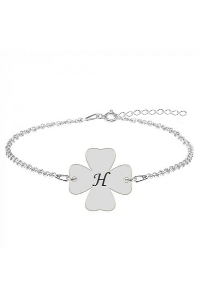 saratremo Clover - Bratara din argint 925 personalizata intiala - trifoi