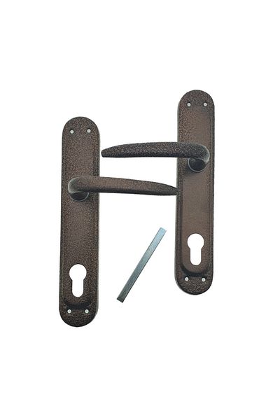 OEM Set of 2 door handles with key plate, metal, brown