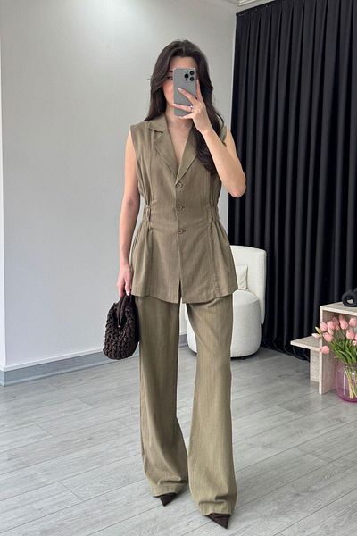 ECEMİ Enora Khaki Vest Pants Suit