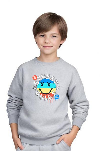 FYK KİDS Boy's Street Rules Printed Cycling Collar Tracksuit Set