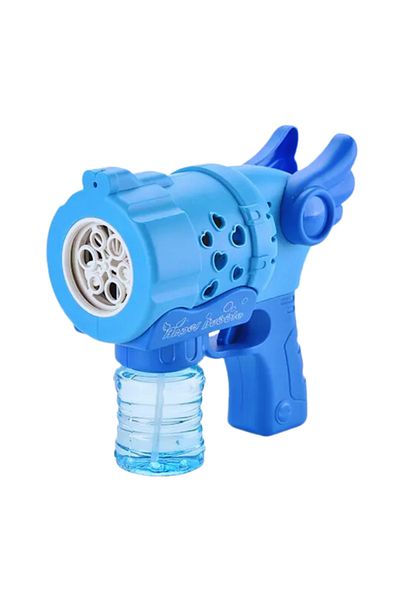 LUDIRO Pistol pentru Baloane de Sapun cu 6 Gauri, Ingeras, Lumini Interactive, Albastru, + 3 Ani
