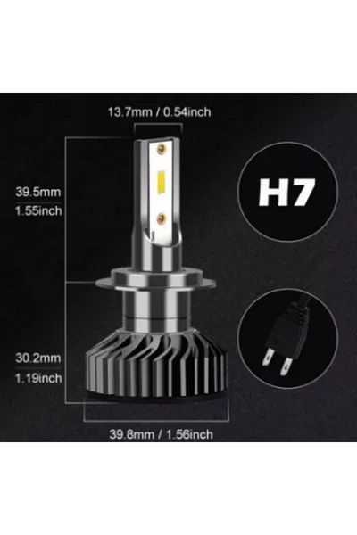 divendi-ro Set 2 LED Bulbs H7 100W 100W, F2 COB, Slim Fan, Canbus - Cool White 6000K