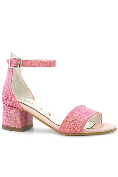hapshoe Lilo Glittery Fuchsia Pink Single Strap Girls' Heeled Evening Dress Shoes