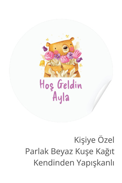 ST Design Kişiye Özel İsimli Doğum Günü Etiketi, Kendinden Yapışkanlı Babyshower, Hoşgeldin Bebek Sticker