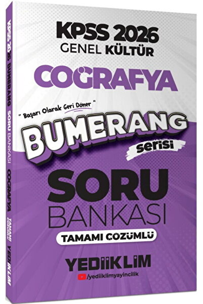 Yediiklim Yayınları 2026 KPSS Genel Kültür Bumerang Coğrafya Tamamı Çözümlü S...