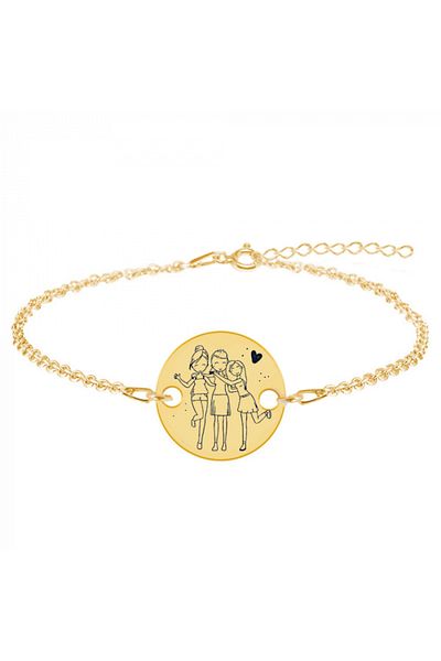 saratremo Surori - Brățară din argint 925 placată cu aur galben de 24K personalizată pentru surori