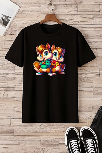 Madali Boutique ALVIN VE SİNCAPLAR BASKILI BASKILI OVERSİZE ÇOCUK T-SHİRT