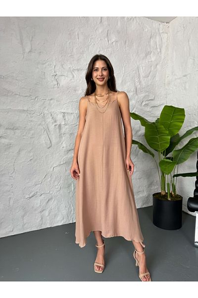 Elif Özbey Butik Φόρεμα με Λουράκι Καμήλας