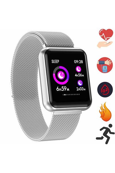 ideal STORE Smartwatch idealSTORE LUXURY P68 cu bratara metalica, Display de 1.3 inch IPS color Tactil, Monitori