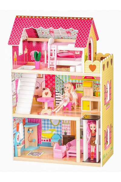 ideal STORE Wooden dollhouse with LIFT idealSTORE, MALIBU RESIDENCE DOLL, Dimensions 90 x 59 x 33 cm, 3 n